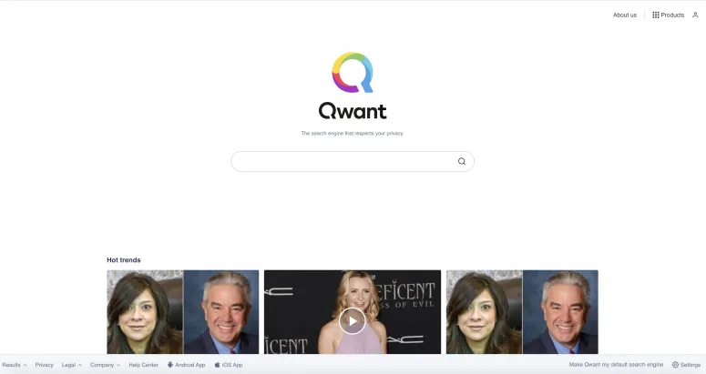 tampilan mesin pencari Qwant