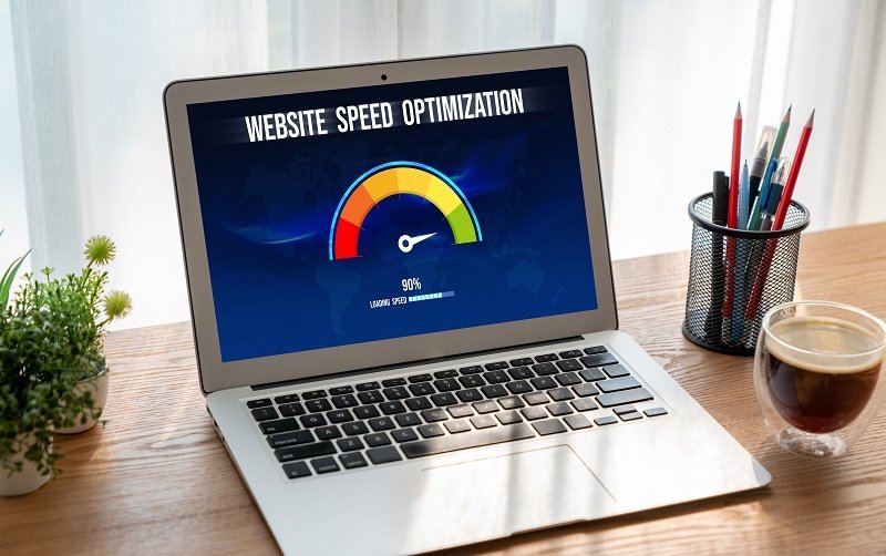 Computer software evaluating website loading speed snugly.